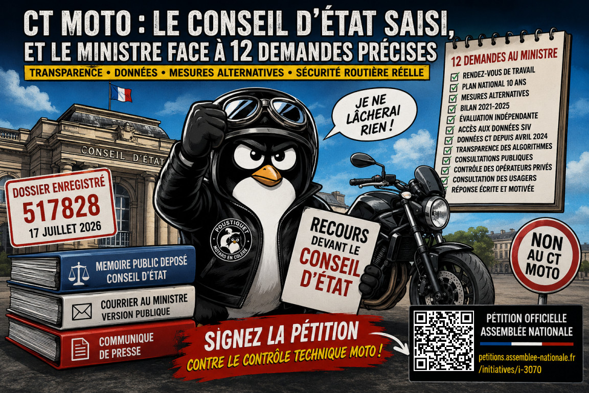 CT moto le Conseil d Etat saisi et le ministre face à 12 demandes